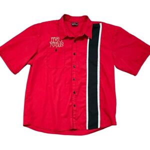 Mac Tools Shirt Mens XXL Red Button Up Short Sleeve Mechanic Skull Back Graphic